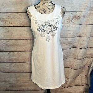 Athleta Tennis Dress Built-In Bra White Floral Sleeveless Size Medium Running